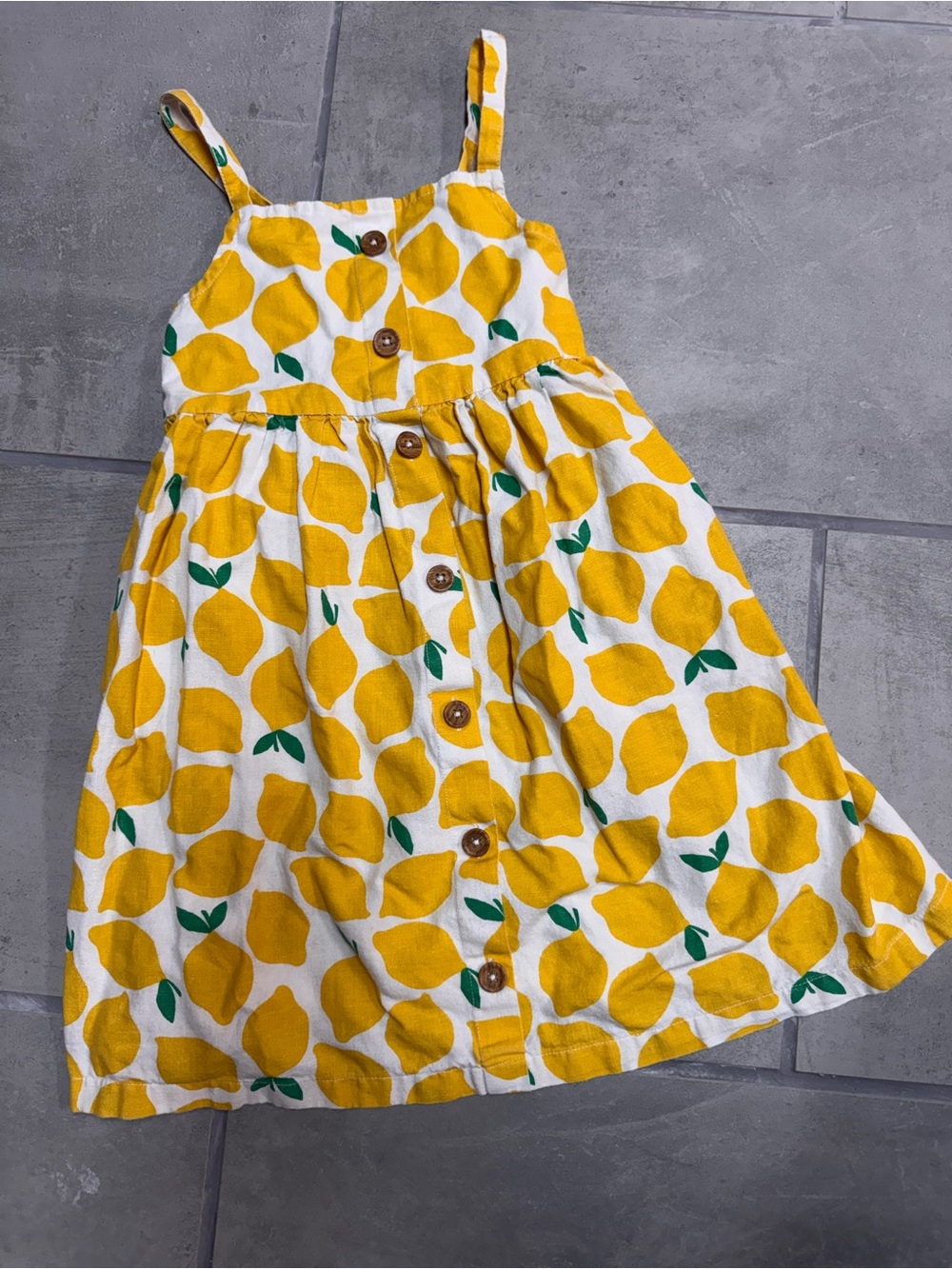 Hanna Andersson Sleeveless Lemon Linen Midi Dress with Pockets